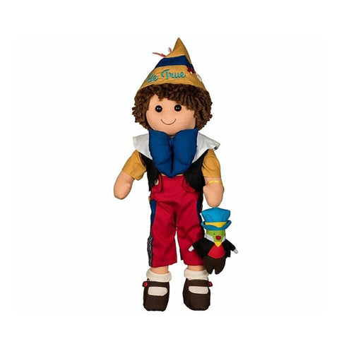 MY DOLL Poupée Pinocchio avec criquet et chapeau H42 cm poupée en tissu coton