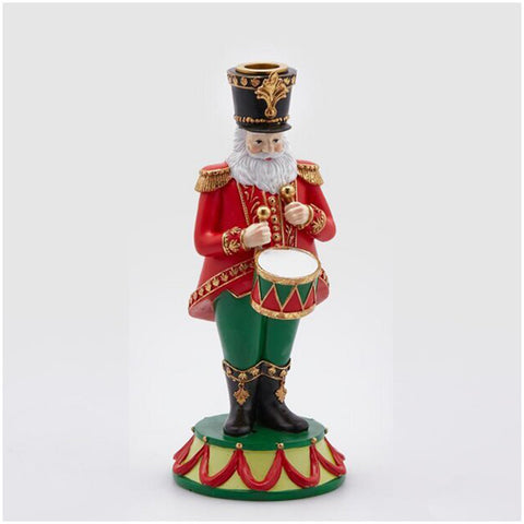 EDG Santa Claus Candle Holder with drum in polyresin H25 cm