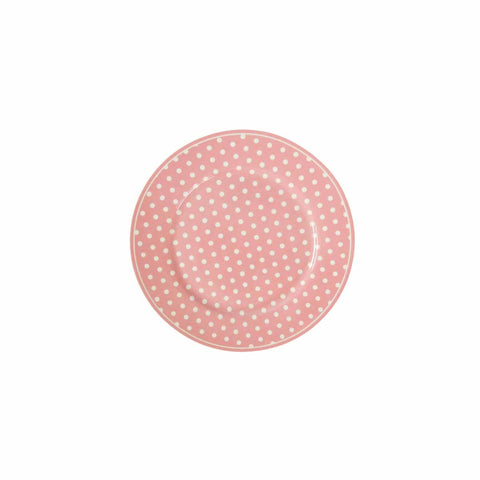 ISABELLE ROSE Small pink polka dot porcelain dessert plate Ø20 cm IRPOR045