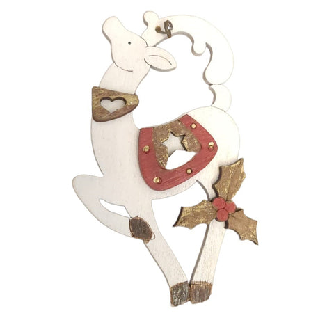 Heaven Sends MDF white reindeer Christmas decoration for tree h9 cm