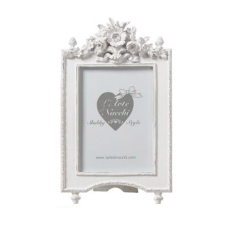 L'arte di Nacchi Table frame with embossed flowers, Rectangular photo frame in resin, Vintage Shabby Chic 2 variants
