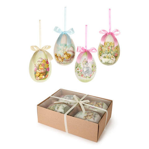 Cloth Clouds Set of 4 Easter eggs + gift box H12 cm