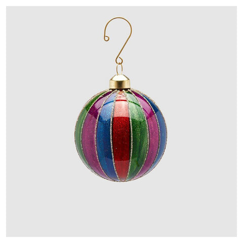 EDG Striped glitter glass Christmas ball 2 variants (1pc)