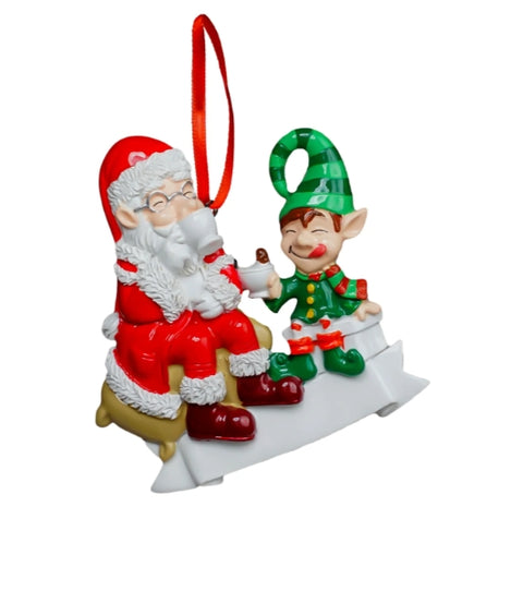 Elfidea Pendentif sapin de Noël lutin avec Père Noël en résine 10xh16 cm
