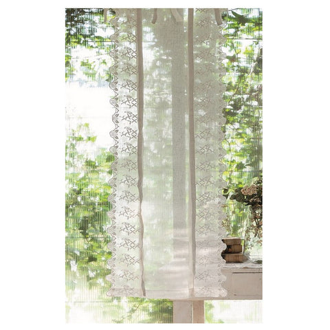 BLANC MARICLO' Set of 2 ivory CANALETTO embroidered glass curtain panels 60x220 cm