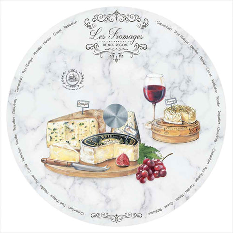 Easy Life Revolving glass kitchen chopping plate "Les Fromages" D32 cm