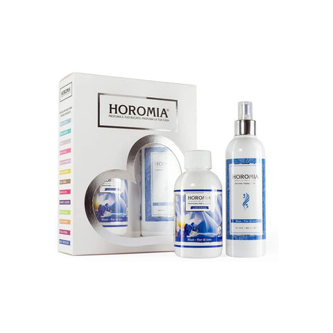 HOROMIA Box regalo set profuma bucato e deodorante tessuti BLUE fiorito