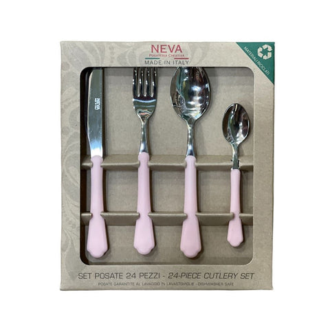 NEVA CUTLERY Set of 24 ROMANTICA 6-seater cutlery with pink steel polypropylene handle