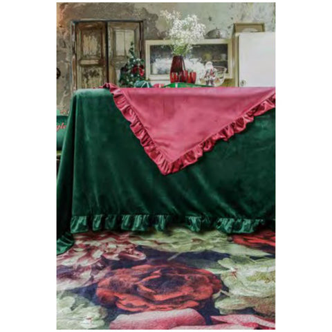 L'Atelier 17 Velvet tablecloth with Shabby flounce "A Corte" 150x220 cm 3 variants (1pc)