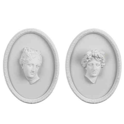 BLANC MARICLO' Set de deux cadres Athéna et Apollon en résine blanche L29xP7xH40 cm