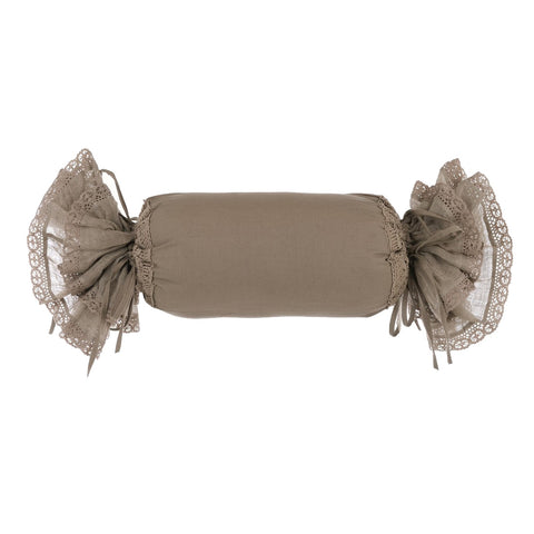 BLANC MARICLO' TIEPOLO coussin décoratif en forme de bonbon gris tourterelle 35x50 cm