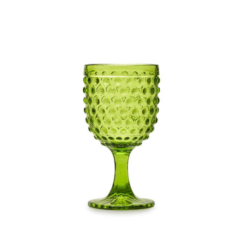 Fade Set 6 Wine glasses in green glass with bubbles "Ibiza" Glamor 300 ML