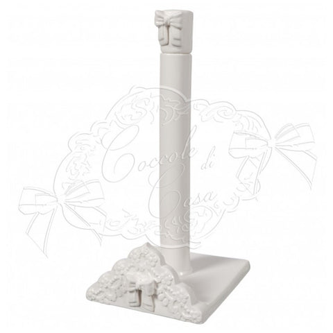 Coccole di Casa Porte-rouleau papier toilette en céramique "Fleur" Shabby 16x16xh31 cm