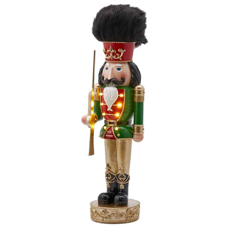 EDG Christmas decoration green nutcracker soldier with led in polyresin H61 cm