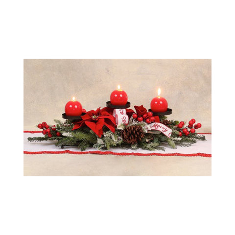 Fiori di lena Iron Christmas candle holder with pine branches Made in Italy