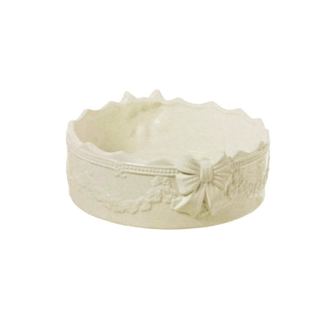L'ARTE DI NACCHI Porta piatti con fiocchi ceramica bianco Ø24 H10 cm TL-39