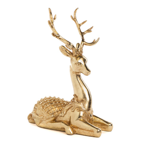 GOODWILL Reclining deer figurine Christmas decoration in gold polyresin