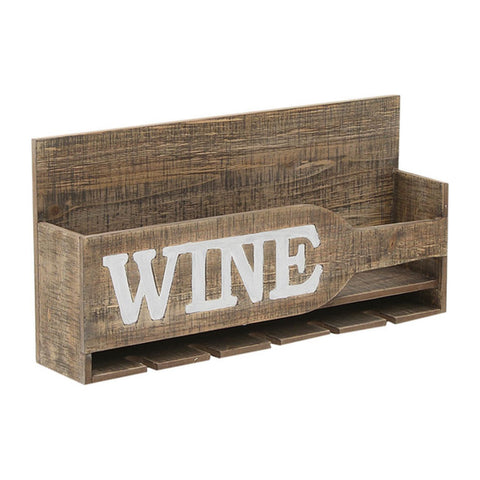 INART Porta vino da parete legno marrone 60x12x30 cm 3-70-812-0142