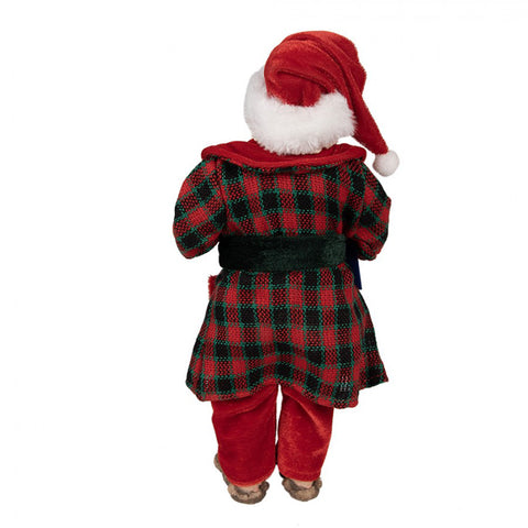 Clayre & Eef Statuina natalizia Babbo Natale in pigiama 16x8xh28cm