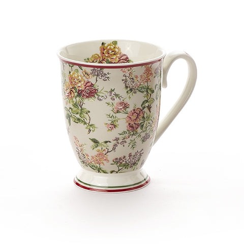 NUVOLE DI STOFFA Tazza Mug in porcellana EMILY bianco con fiori rossi 310ml