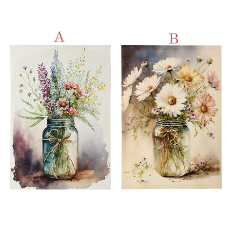 Cloth Clouds Canvas picture with Shabby flowers 35.5x51x2.5 cm 2 variants (1pc)