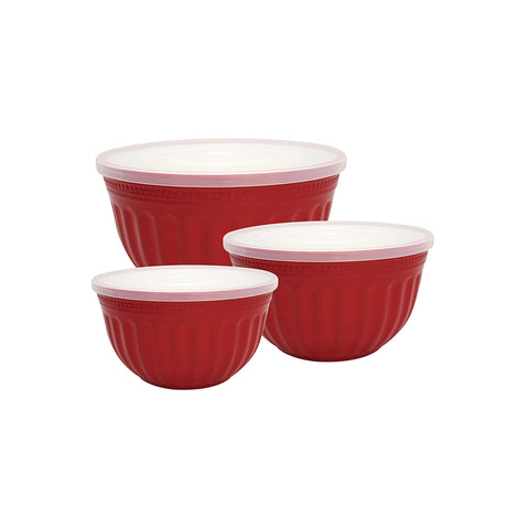 GREENGATE Set 3 bowls containers with red plastic lid 3 sizes