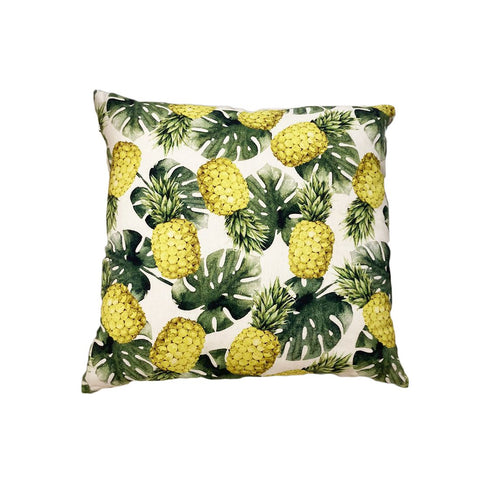 RIZZI Coussin carré en coton motif ananas jaune et vert 50x50 cm