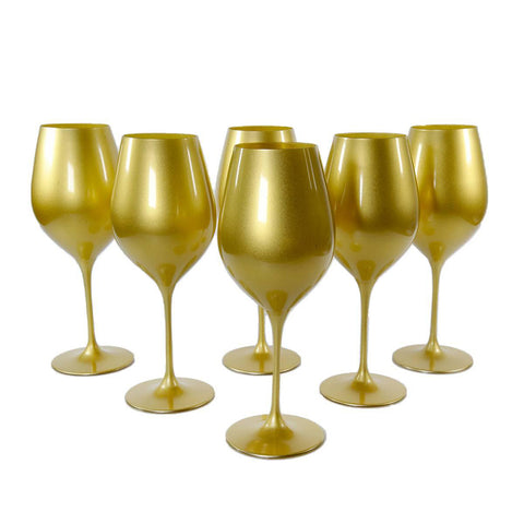 Fade Set 6 Christmas goblets in satin gold glass "KRISTOFF" 660 ml D9xh25 cm