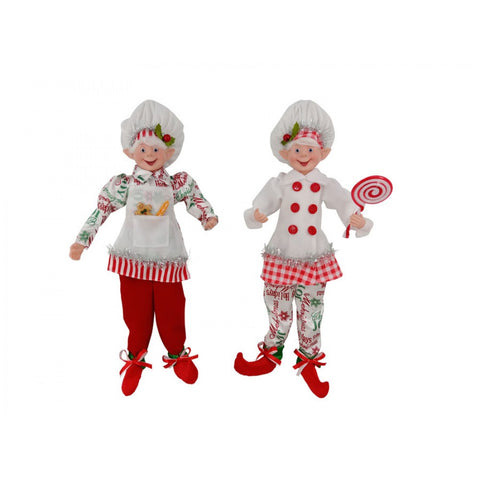 VETUR Decorazione natalizia Elfo 2 varianti rosso pasticciere e panettiere 45 cm