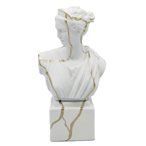 SBORDONE Busto Diana in porcellana bianca con venature dorate 3 varianti (1pz)