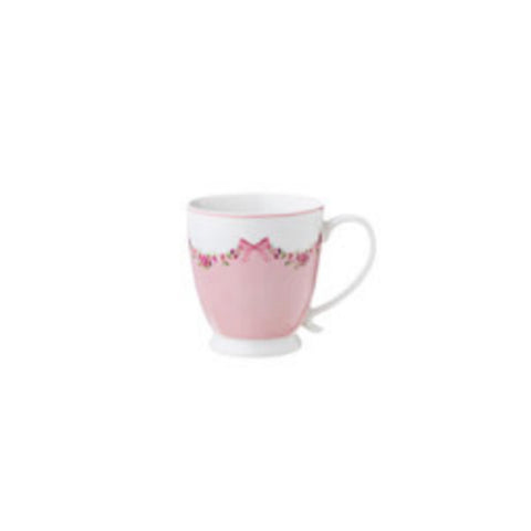 L'ART DI NACCHI Mug tasse petit-déjeuner en porcelaine avec fleurs roses 10x14x10,5 cm