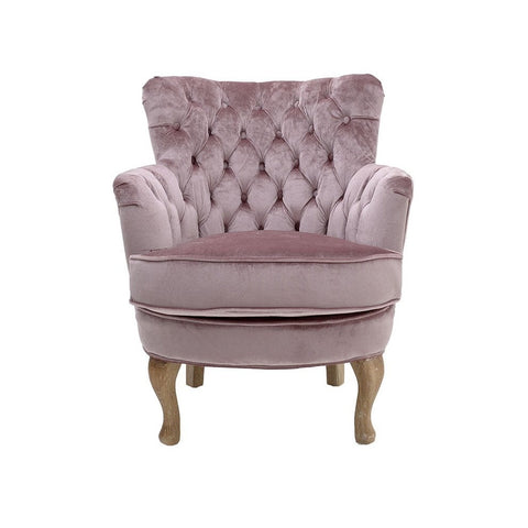 INART Pink velvet armchair with wooden feet 62x70x75 cm 3-50-176-0020