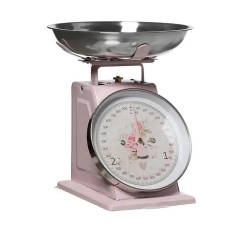 L'ARTE DI NACCHI Bilancia da cucina con fiori metallo rosa 22,5x26x26 cm