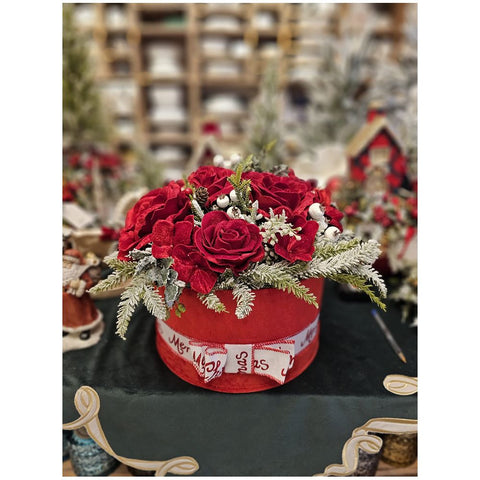 Lena's Flowers Ensemble de deux boîtes avec des roses en velours Made in Italy