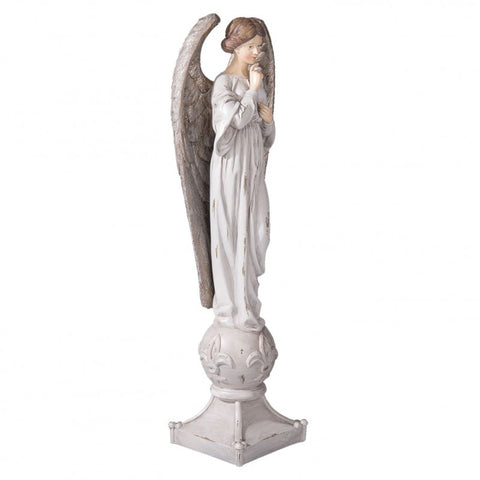 Clayre &amp; Eef White polyresin angel with wings Christmas statue 15x13x53 cm
