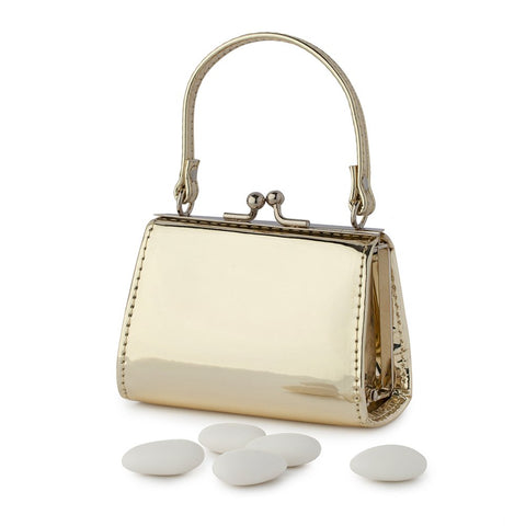 HERVIT Favor KELLY gold bag with 5 sugared almonds 10x5xH8 cm 27790