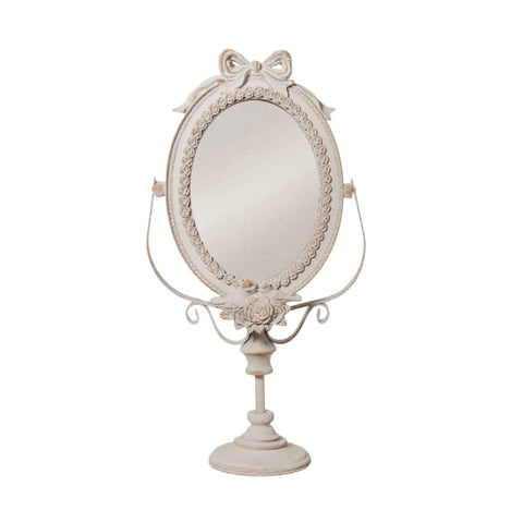 L'ARTE DI NACCHI Specchietto da toilette con fiocco bianco 23,5x11x46 cm DX-26