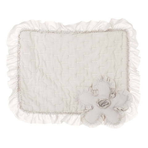 BLANC MARICLO' Set 2 ivory placemats with flower embroidery 45x35 cm