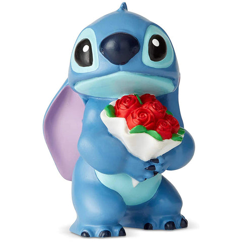 Figurine Disney Mini Stitch avec roses "Lilo &amp; Stitch" en résine 6x8.9xh6.4 cm