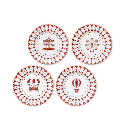 EASY LIFE Set of 4 porcelain Christmas plates CHRISTMAS WONDERLAND Ø 19 cm