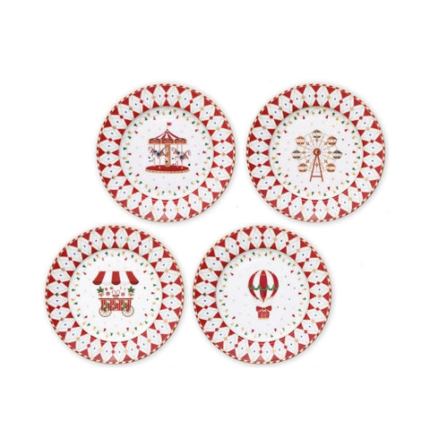 EASY LIFE Set de 4 assiettes de Noël en porcelaine CHRISTMAS WONDERLAND Ø 19 cm