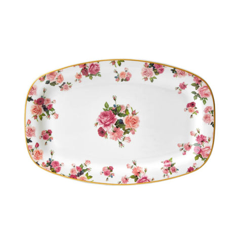 Fade Oval kitchen serving tray in porcelain "Rosemary", Glamour, Shabby Chic 30x20,5cm