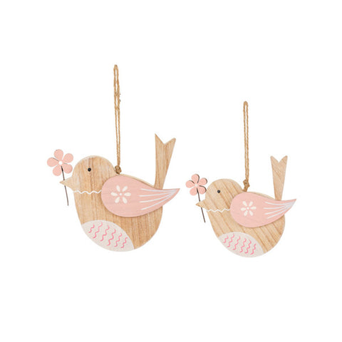 Cloth Clouds Set of two Shabby wooden birds 12x10/15x12 cm