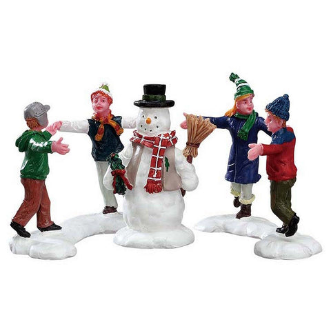 LEMAX Set of 3 children with snowman for your Christmas village