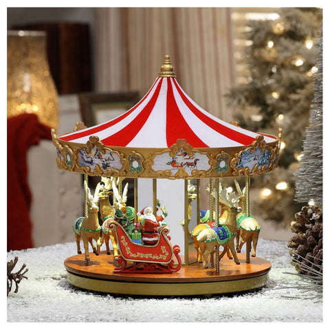 Mr. Christmas Giostra animata con babbo e renne con luci led 31x30 cm