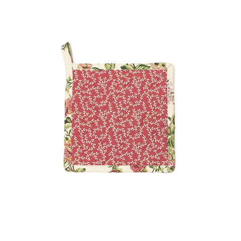 NUVOLE DI STOFFA Presina da forno quadrata EMILY a fiori cotone rosa 20x20 cm