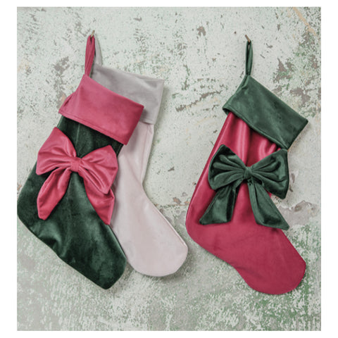 L'Atelier 17 Velvet stocking with "A Corte" Shabby bow 3 variations (1pc)