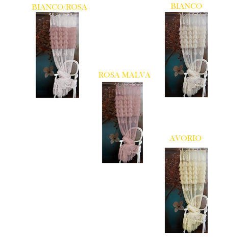 L'ATELIER 17 Shabby Chic "Andromeda" lace and tulle bedroom curtain 140x290 cm 5 variants