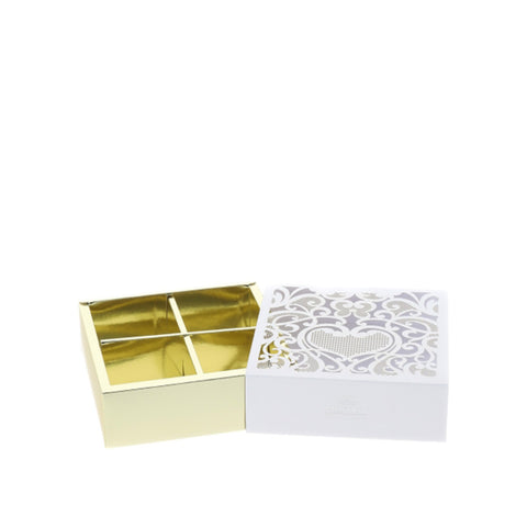 Hervit Box Boîte en carton doré avec fleurs 12,5x12,5x4 cm