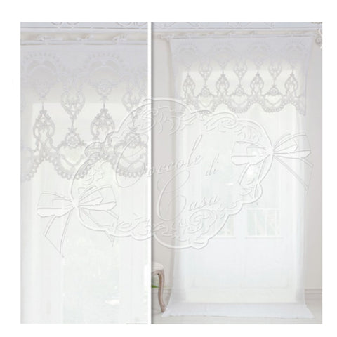 COCCOLE DI CASA Lot de 2 panneaux de rideaux avec cantonnière en lin et coton NORA 140x300cm